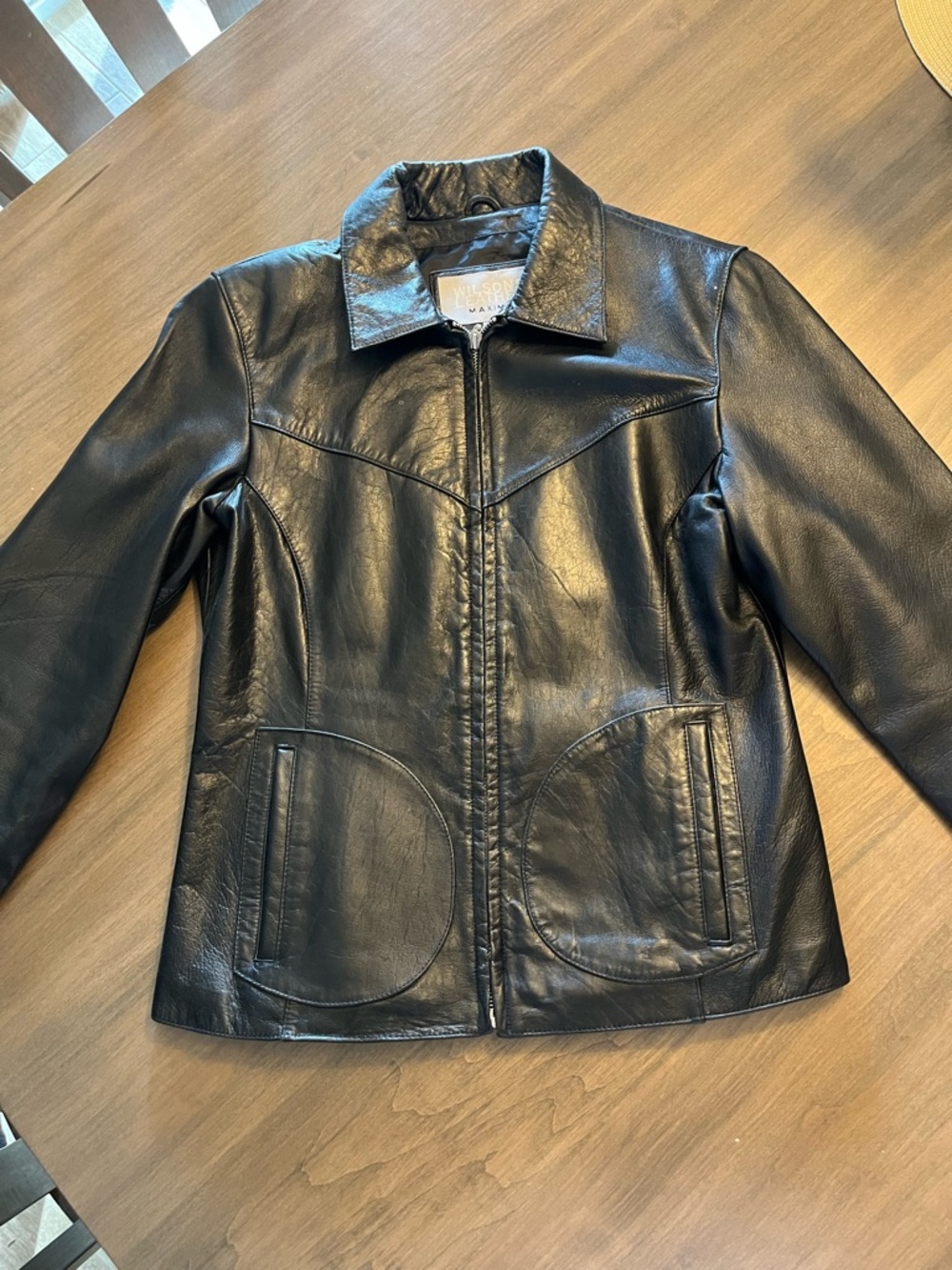 Wilsons Leather Black Zip-Front Leather Jacket